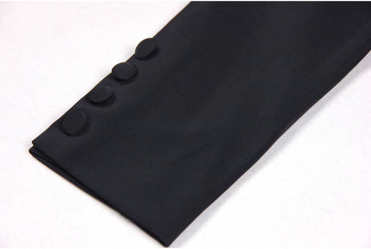 Negro SET073 Elegante conjunto de traje y falda con lazo con diamantes de imitación de venta al por mayor en Faire6