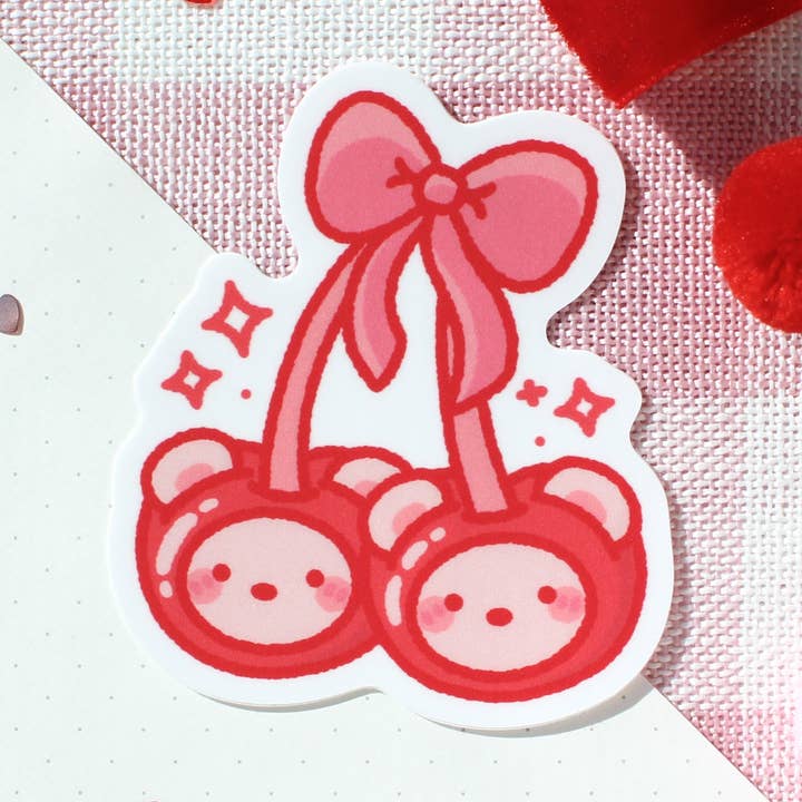 Cherry Beary • Vinyl Sticker for wholesale by Sam’s Scribbles