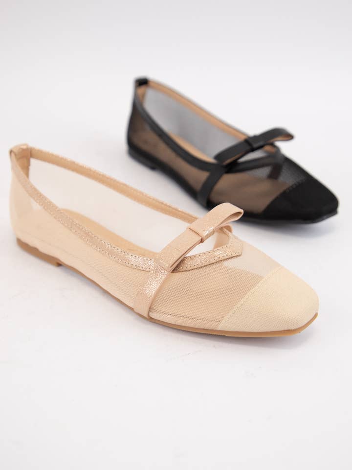 FLORENCE MESH UPPER WITH A BOW FLAT for wholesale by CCOCCI