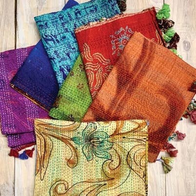 PEI - Wholesale Scarf - Women's - Kantha Silk Sari Scarves3