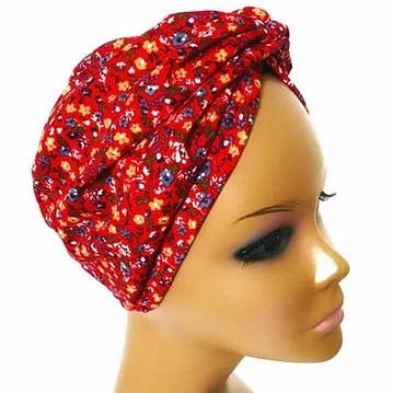 Kvinders Turban - Rød Blomster | Hårpleje for engroshandel hos OKIYAH