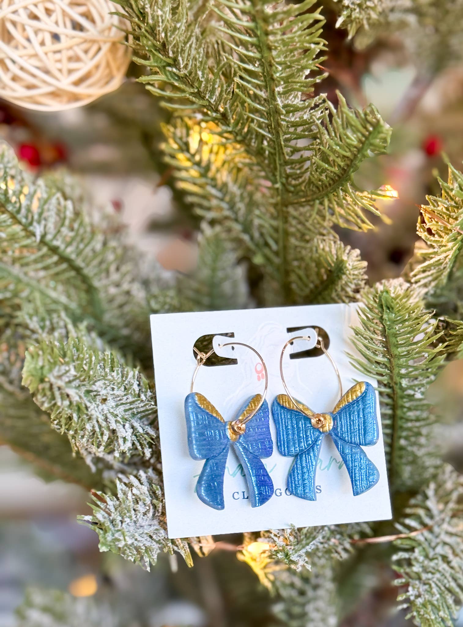 Anam Cara Clay Goods - Wholesale Dangle Earrings - Sparkle Bow Hoops-Polymer Clay Earrings1