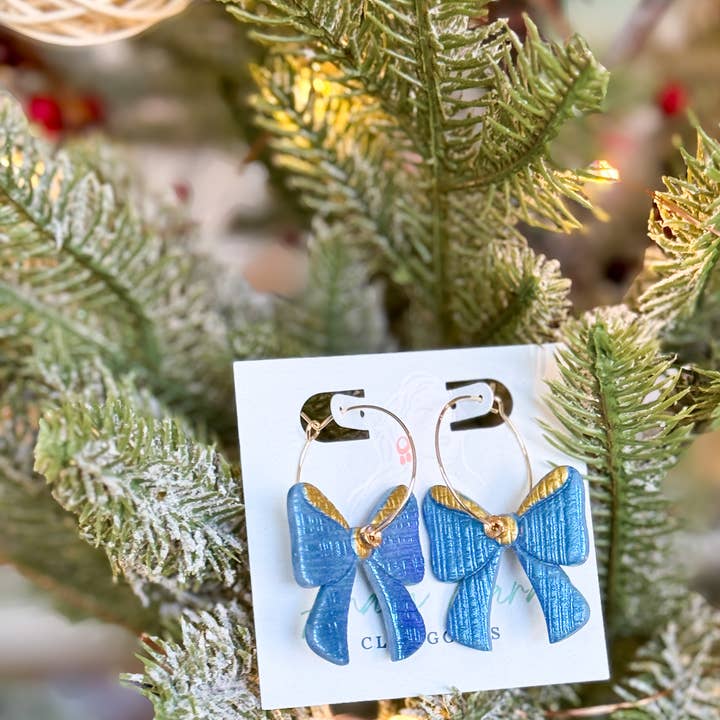 Anam Cara Clay Goods - Wholesale Dangle Earrings - Sparkle Bow Hoops-Polymer Clay Earrings1