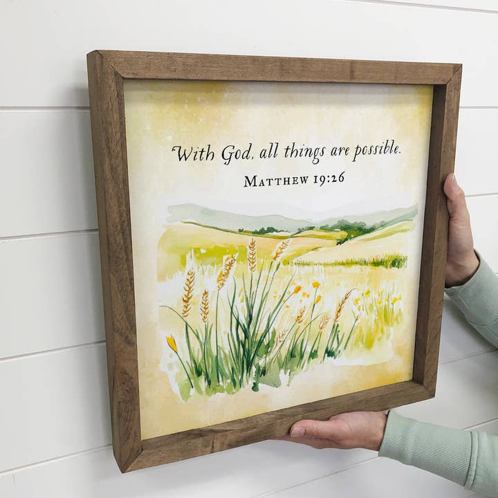 Hangout Home - Wholesale Sign - With God All Things Are Possible Yellow Flowers - Scripture2