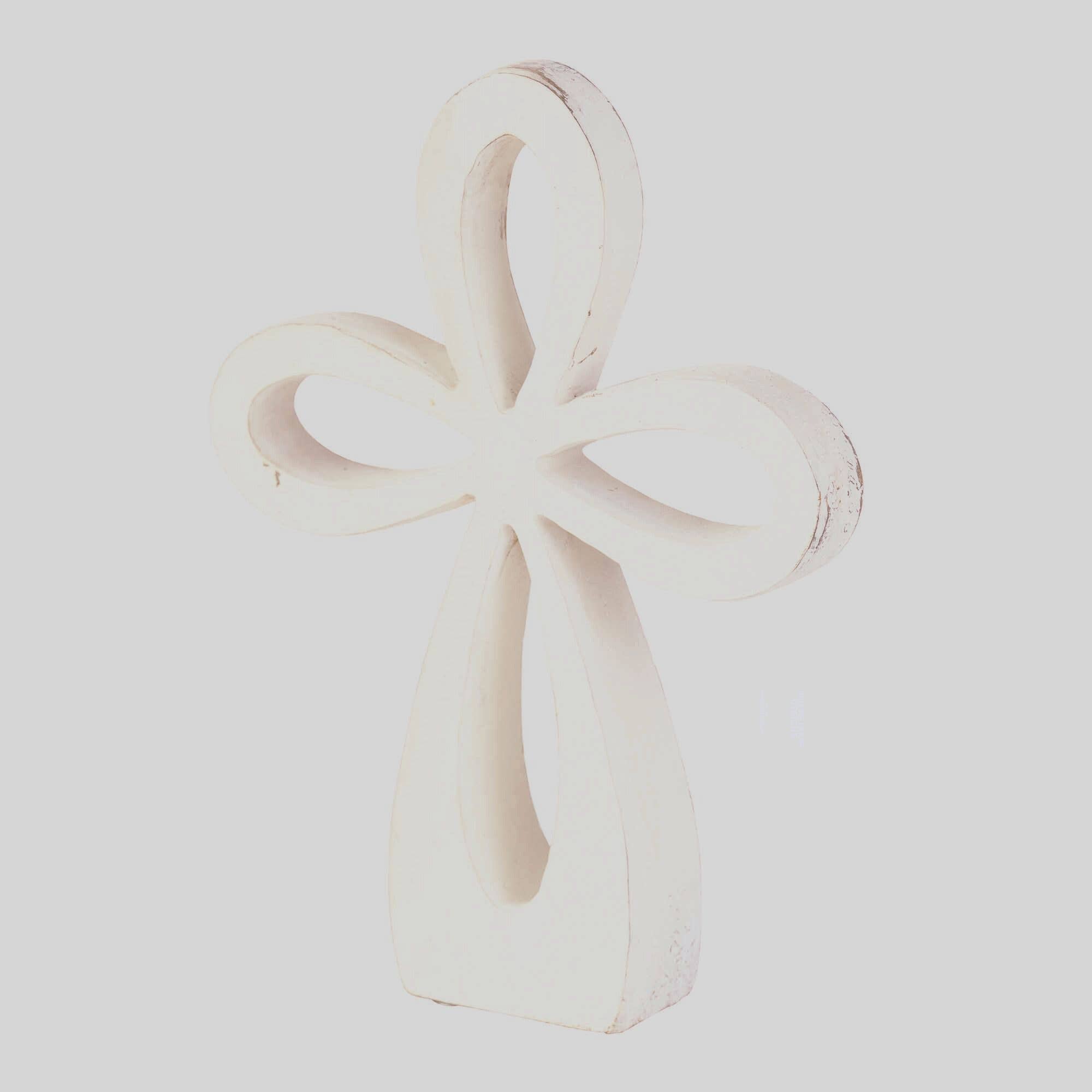 Dicksons – wholesale Dekorativt bordsobjekt – VIT TVÄTT BORDSSKIVA KORS 8"2