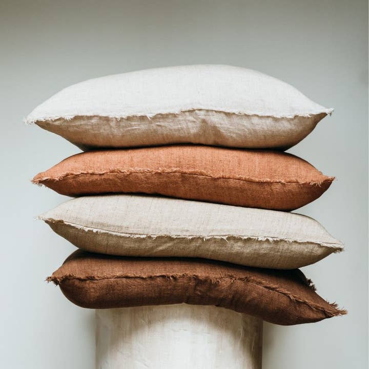 Indaba Trading - Vente Coussin décoratif - Coussin en lin 24 x 24 po Lina3