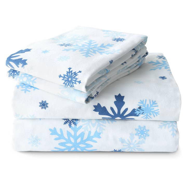 Jump Off Jo - Wholesale Sheet Set - Snowflake Queen Flannel Sheets Set