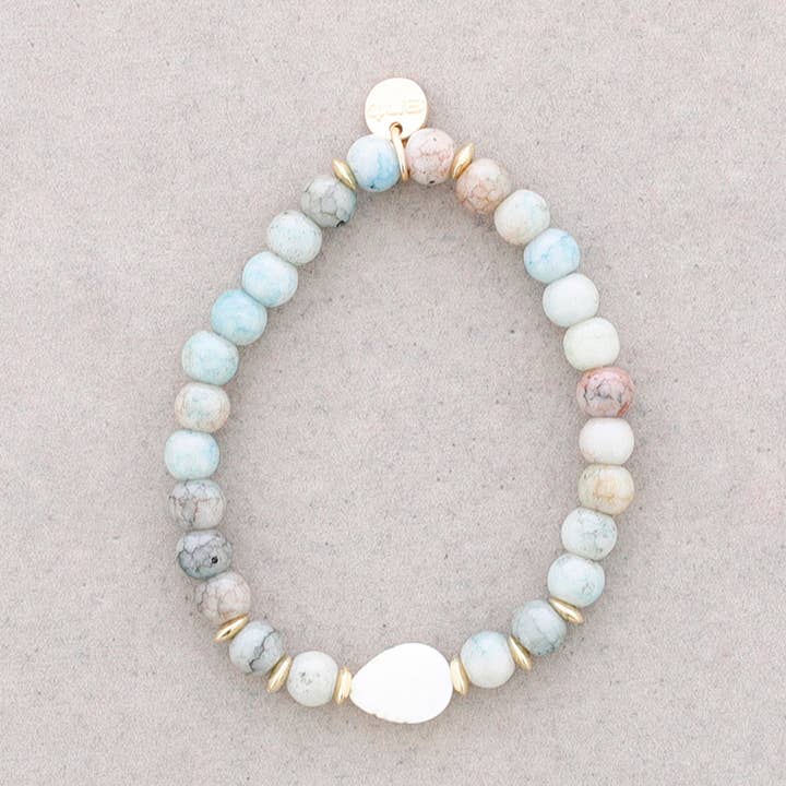 6Mm Faceted Ball Star Elastic Bracelet for wholesale by Sonata