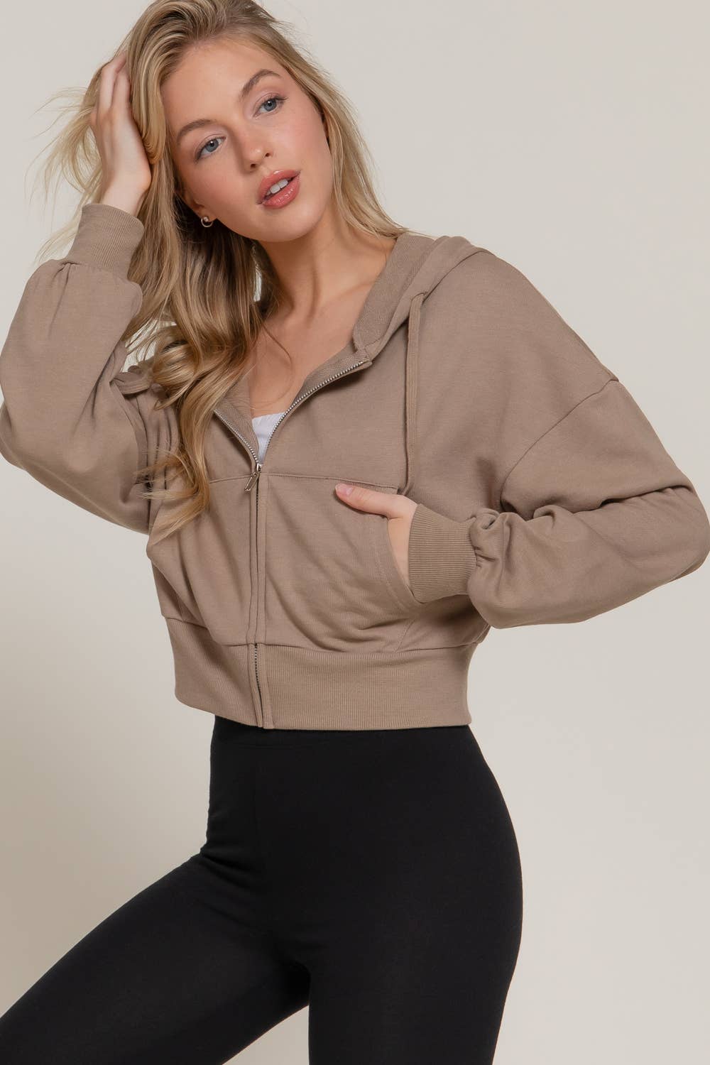 Active Basic | Active USA - Vente Sweat à capuche – femme - Veste à capuche zippée manches longues en French Terry18