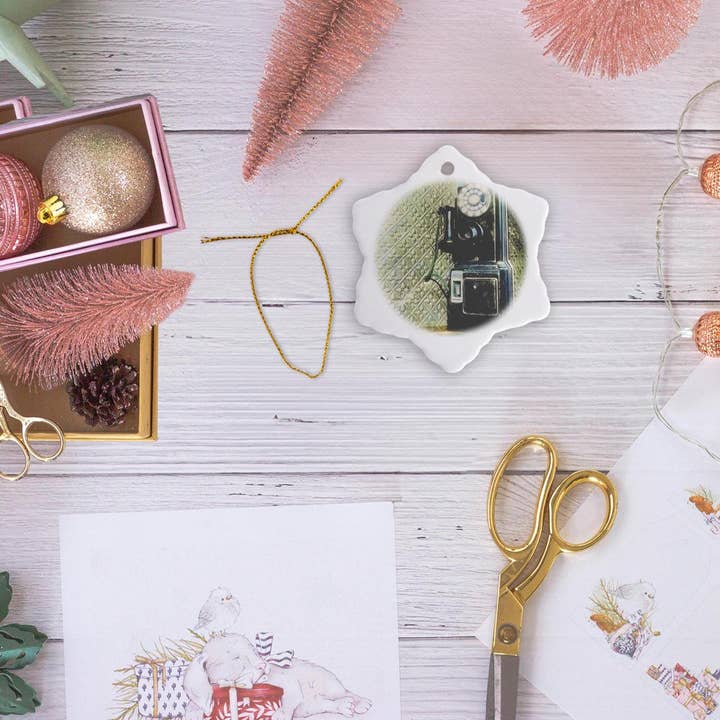 3dRose - Wholesale Ornament - 3dRose, Early Telephone Booth Vintage 1920s Hand Colored, Ornament5