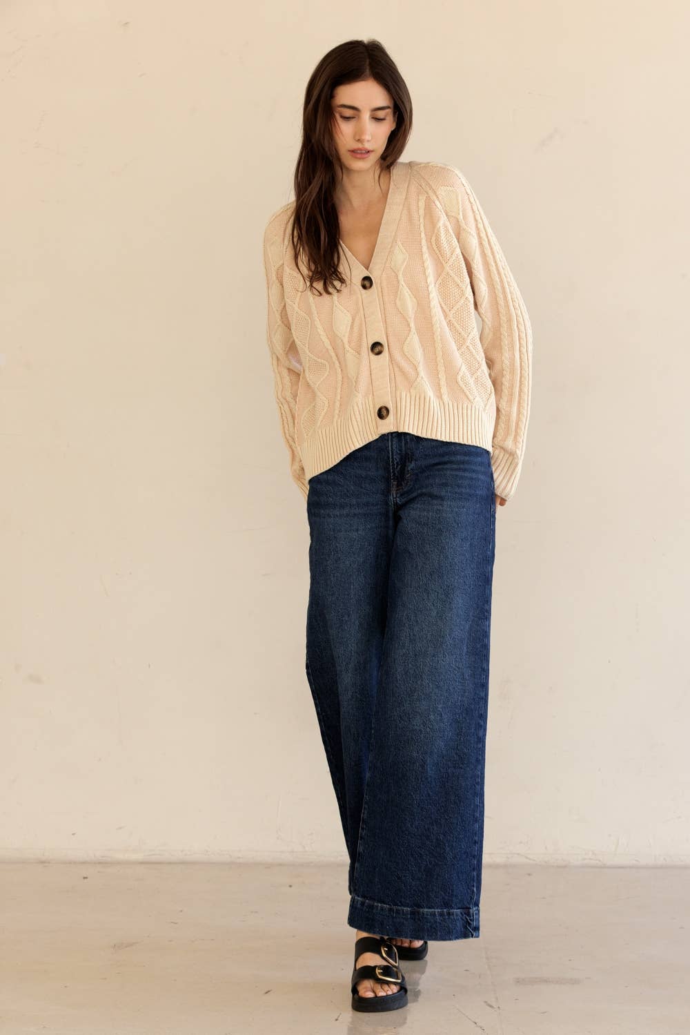 STORIA - Vente Cardigan – femme - JT7252-GILET À BOUTONS EN MAILLE CÂBLÉE6