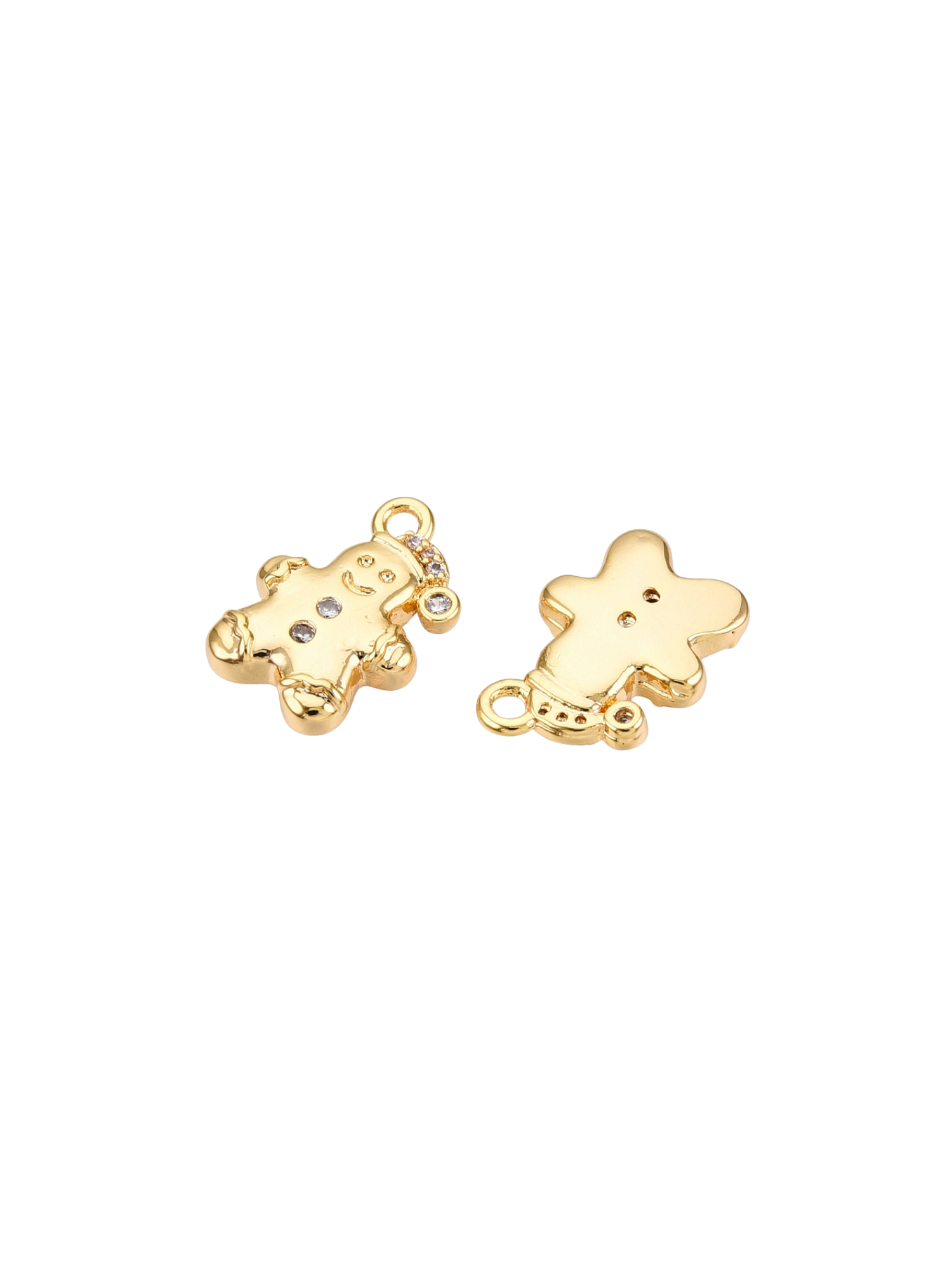 The Charm Bar Company - Wholesale Individual Charm/Pendant - Gold Cubic Zirconia Gingerbread Man1