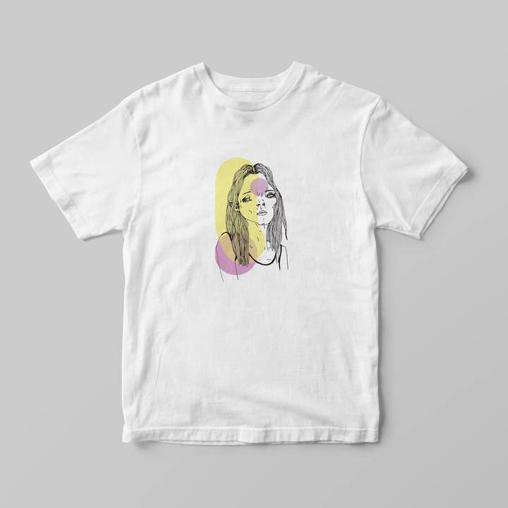 Camiseta de tamanho grande unissex ilustrada Kate Moss por atacado de Truzn