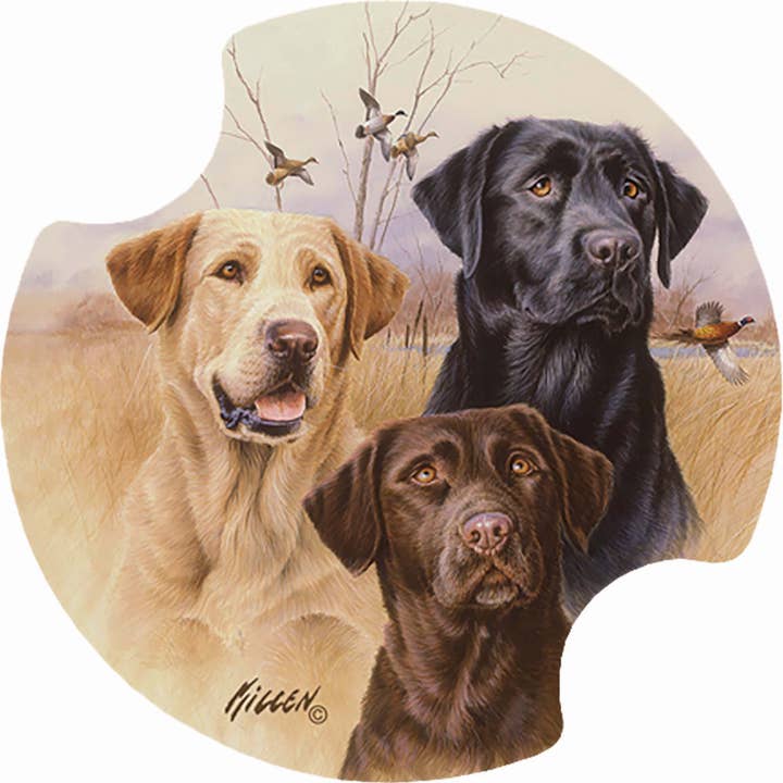 "Hunting Dogs" 2 Pack Absorbent Stone Car Coasters for wholesale by Conimar Promotions