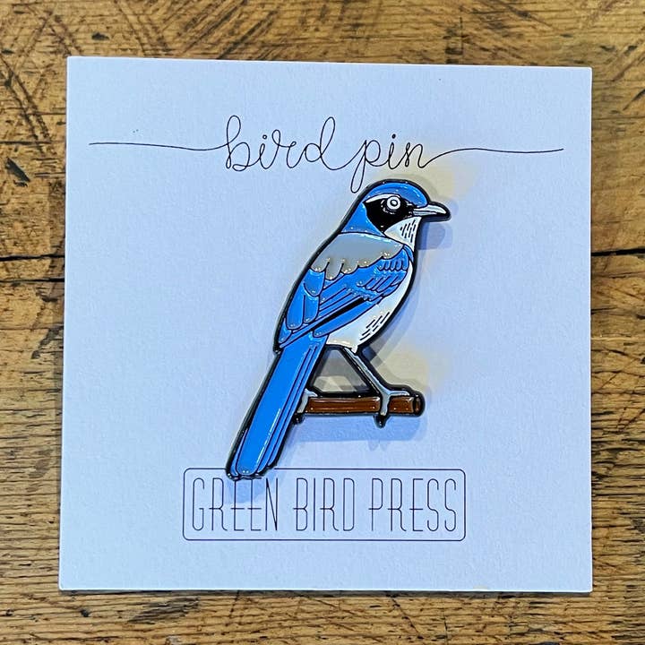 Green Bird Press - Vente Épinglettes/boutons - Épinglette en émail California Scrub Jay0