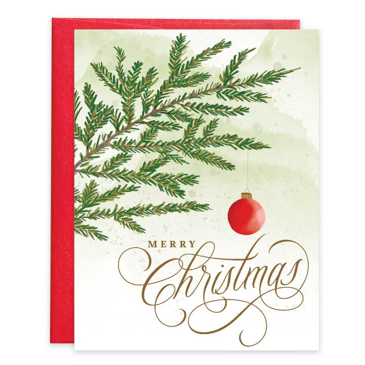 Christmas Greeting Card - Little Red Ornament for wholesale by GINA B DESIGNS