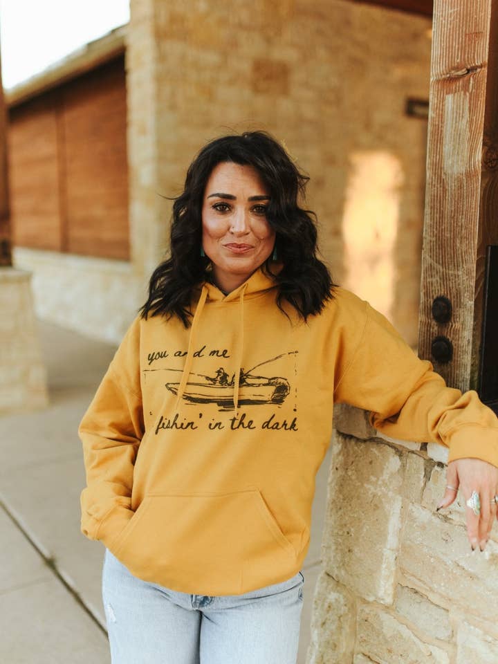 You And Me Go Fishing In The Dark Graphic Hoodie for wholesale by Wild Junkie