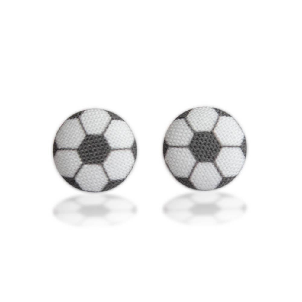 Rachel O's - Wholesale Stud/Post Earrings - Soccer Fabric Button Earrings4