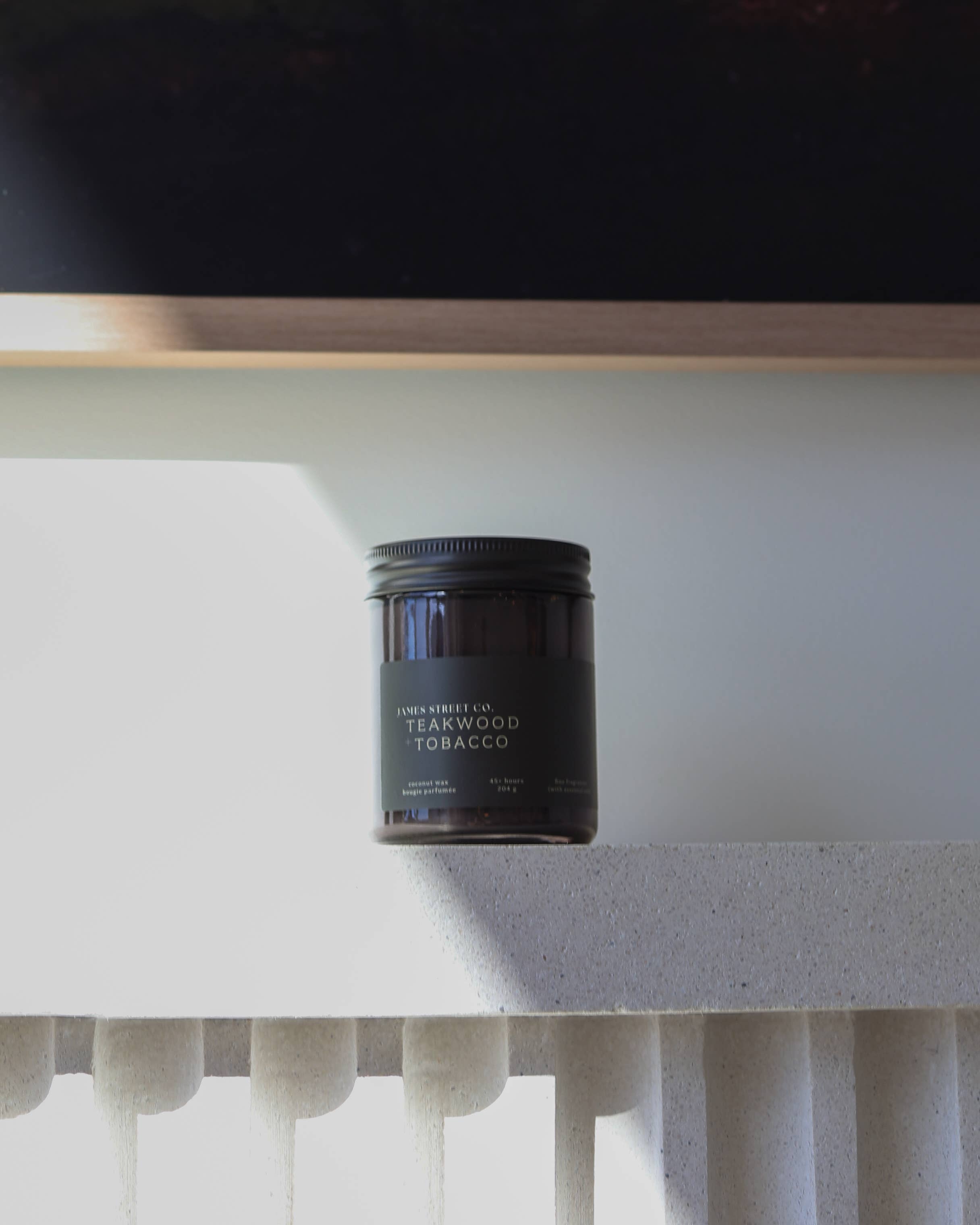 James Street Co. - Wholesale Jar/Filled Candle - Teakwood + Tobacco - Coconut Wax 4oz or 8oz Candle | Warm Comforting Woody3