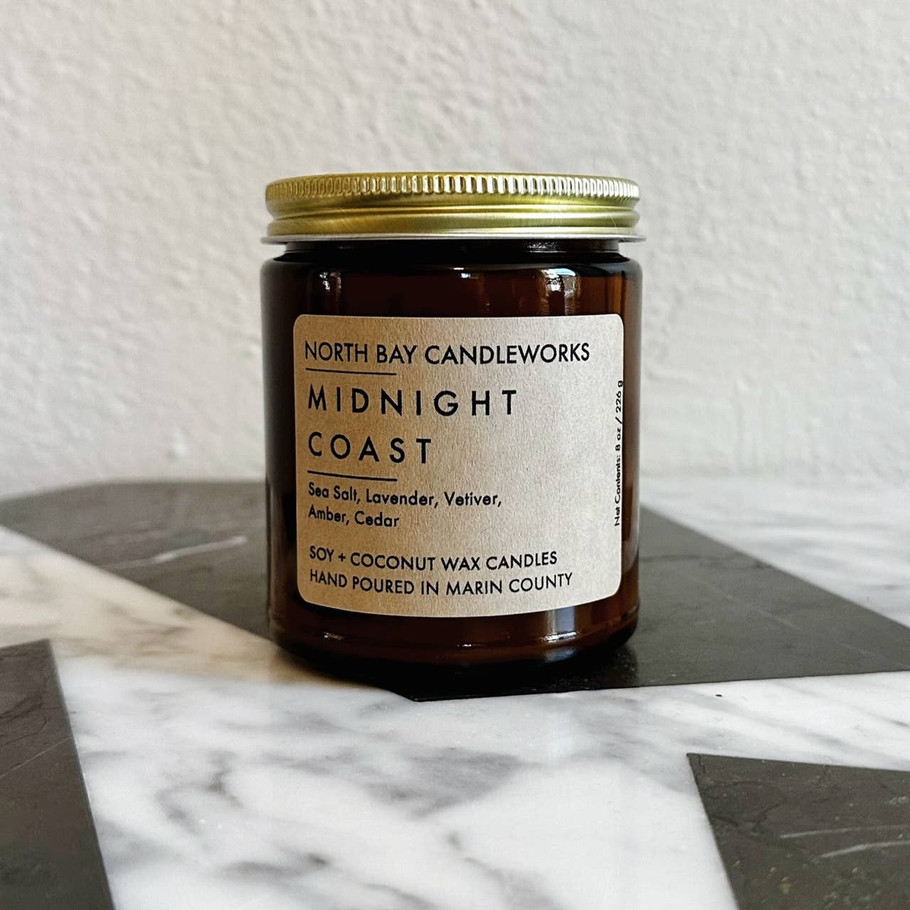 North Bay Candleworks - Vente Bougie en bocal - Midnight Coast (taille standard, 8 oz)3