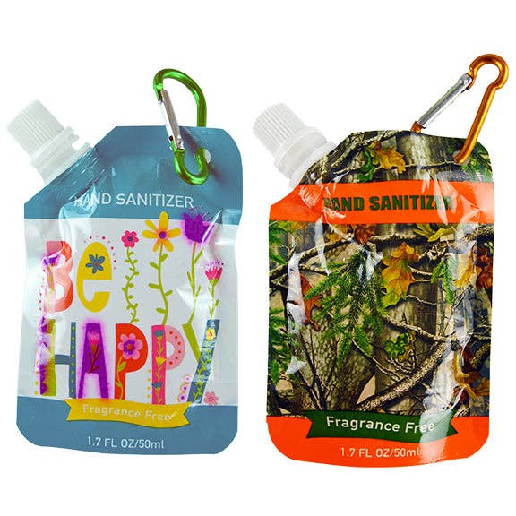 Hand Sanitizer 1.7 oz Pouch with Clip Assortment- 12/Pack for wholesale by Novelty Closeout