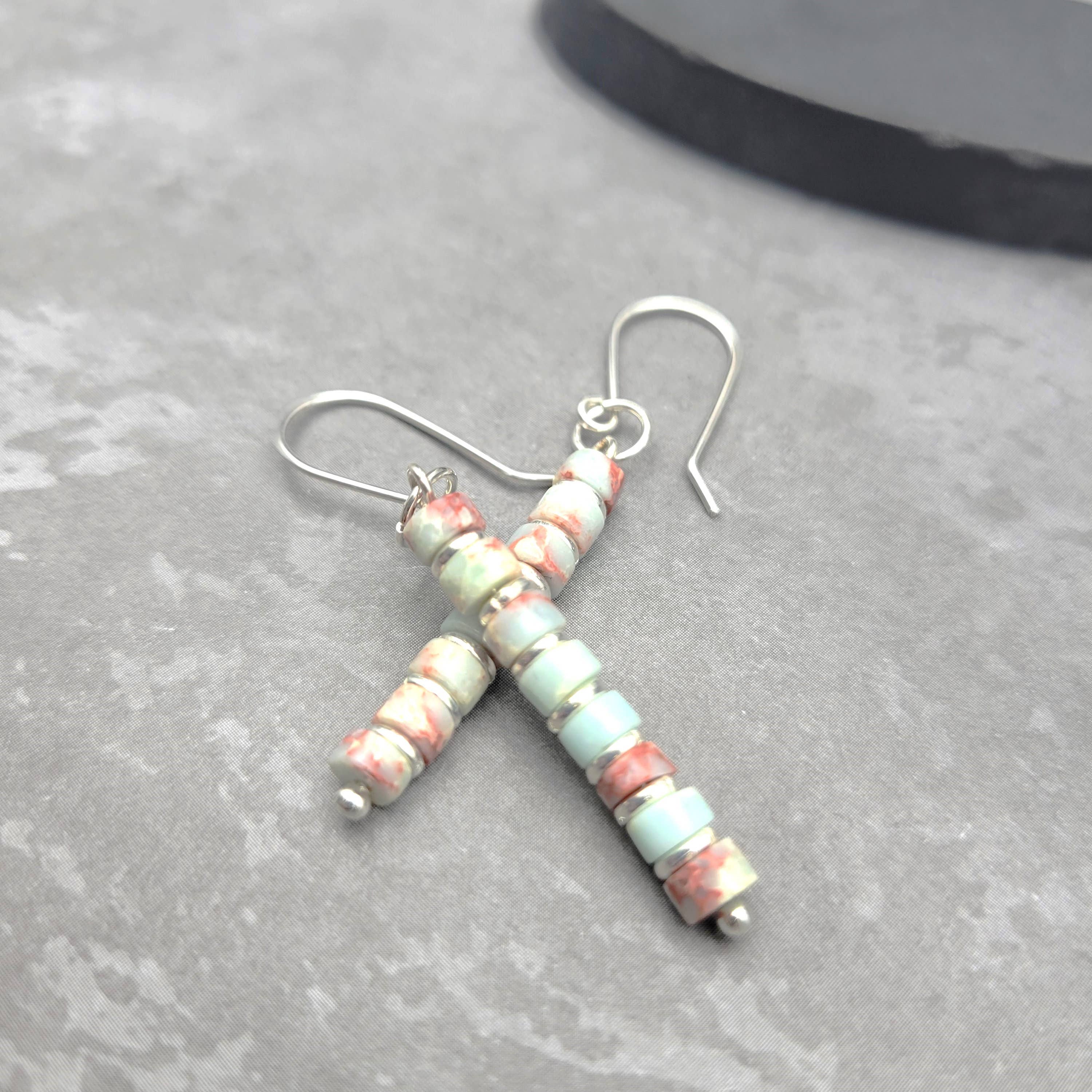 Bijou by SAM - Wholesale Dangle Earrings - Light Blue Aqua Terra Jasper Dangle Earrings8