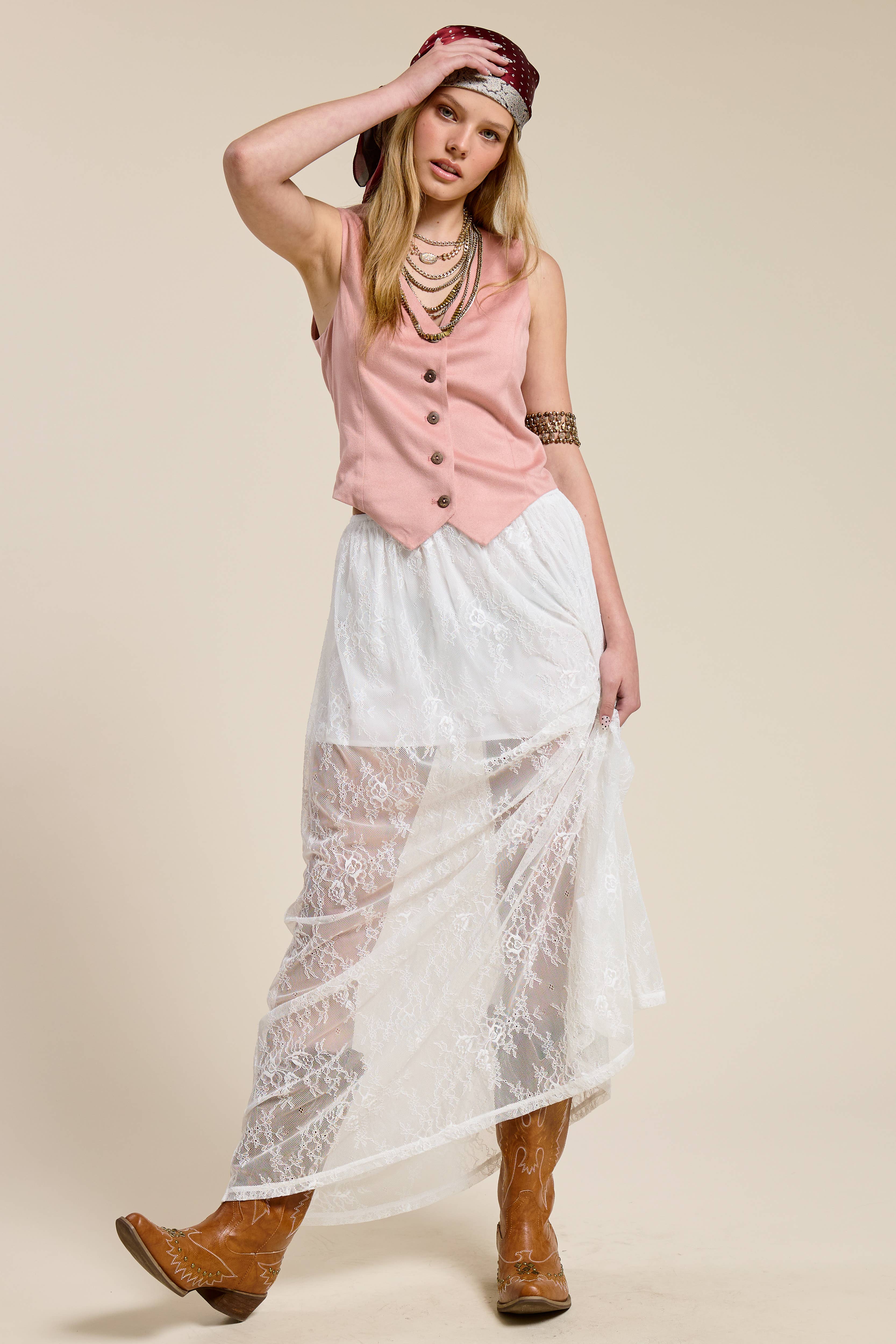 Mimosa - Wholesale Suit Vest - Women's - Faux Suede Tailored Button Front Vest1