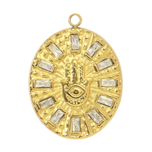 Gold Evil Eye Pendant for wholesale by Coco Luna Collection