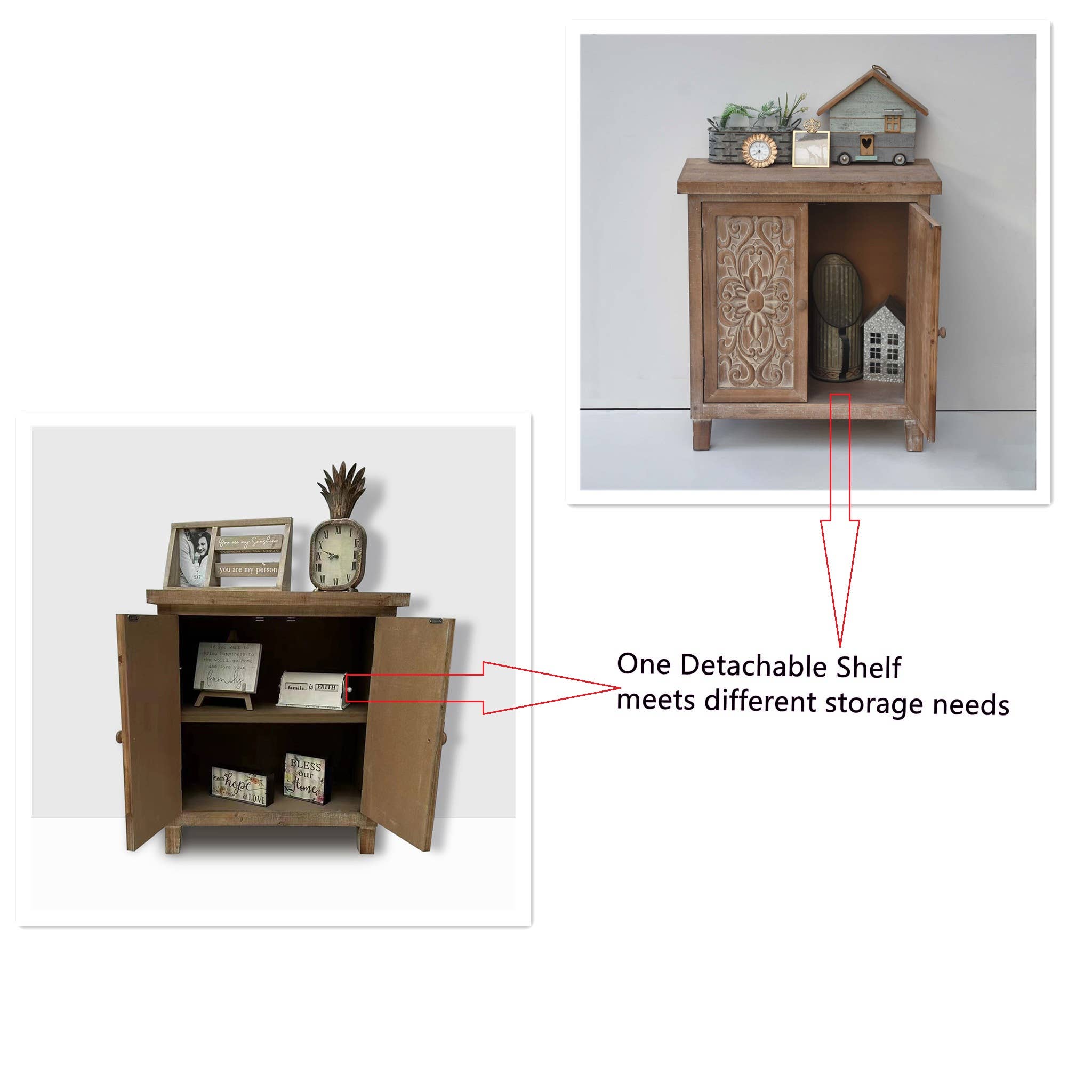 Paris Loft Inc - Wholesale Cabinet - Retro Wood Storage Cabinet Accent Cabinet with Doors2