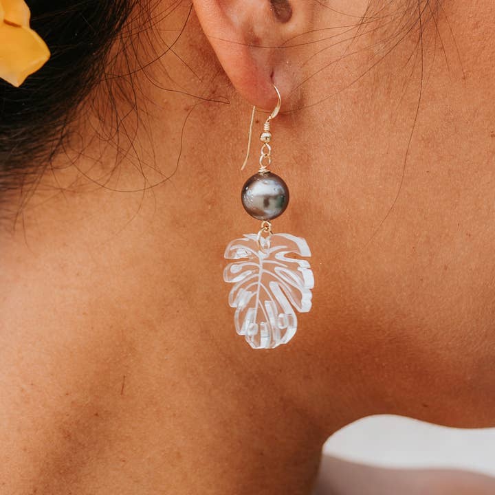 Monstera Earring for wholesale by Island Breeze Designs