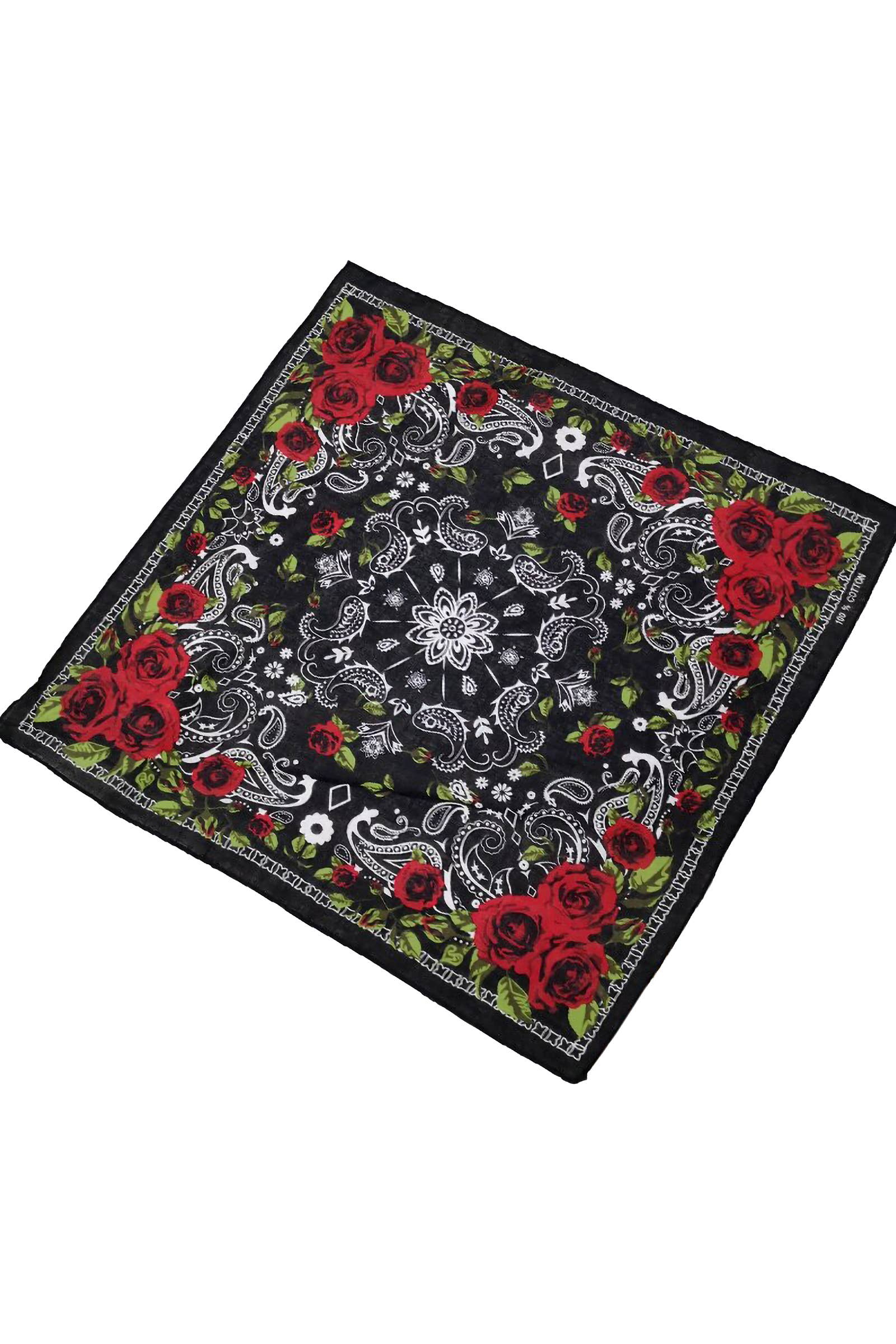 AS SHOWN Paisley Rose Floral Print Cotton Bandana for wholesale on Faire1