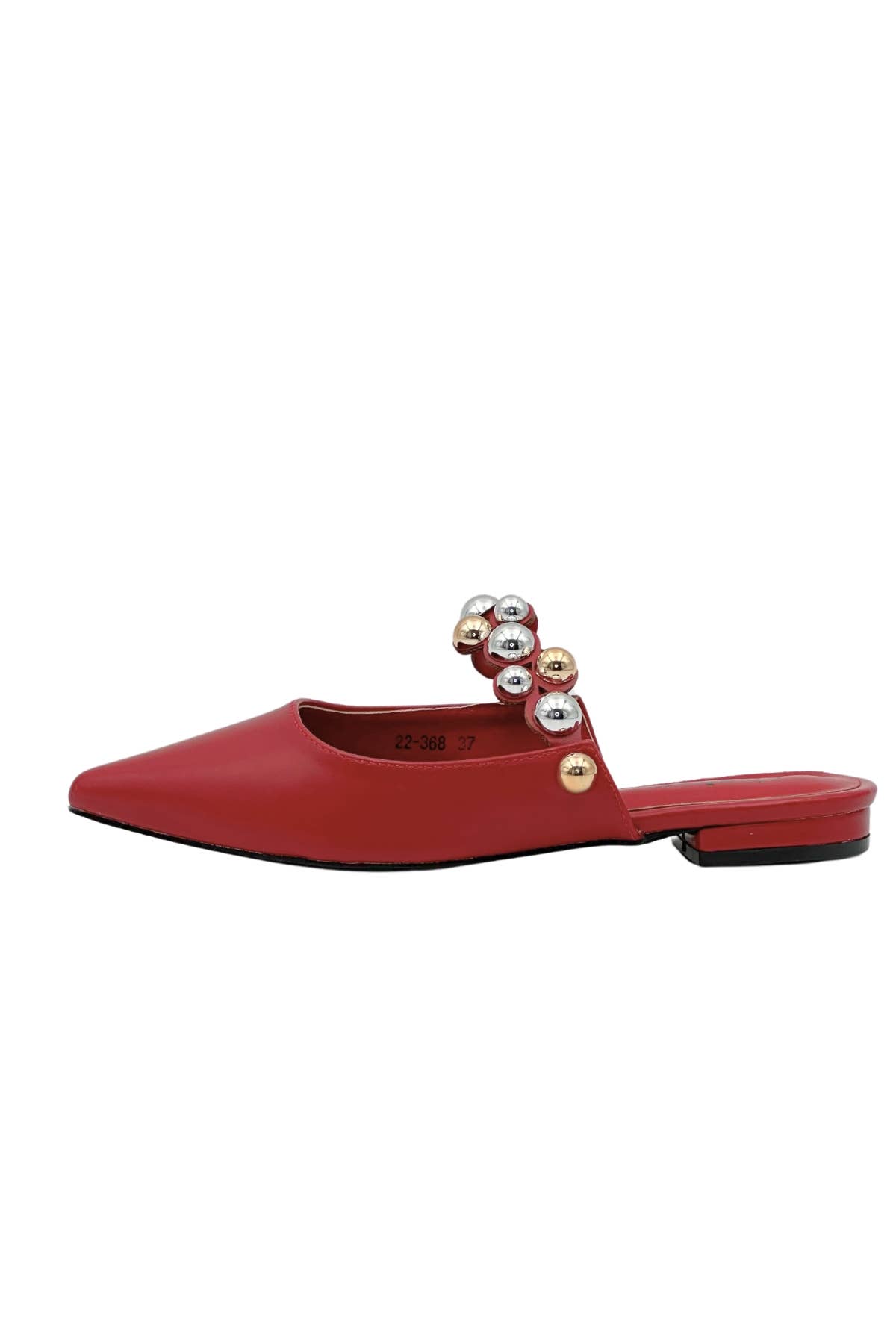 Black Elegant pointed-toe mules with metallic beads 22-368 for wholesale on Faire6