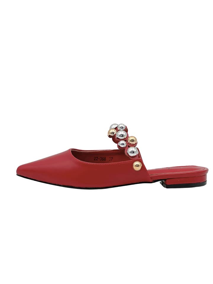 Black Elegant pointed-toe mules with metallic beads 22-368 for wholesale on Faire6