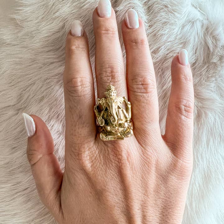 Baizaar - Wholesale Cocktail/Statement Ring - Brass Ganesh Ring2