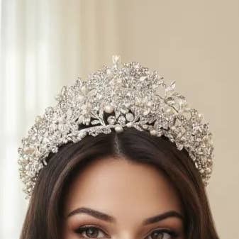 TIARA DE LUXO PÉROLA DE ÁGUA DOCE - AHB162 por atacado de Athena Bridal Jewellery