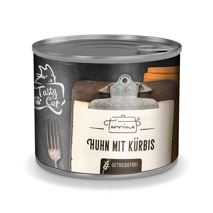 HoweTie – Großhandel Tiernahrung – Katze – TastyCat Terrine Huhn mit Kürbis 180g.