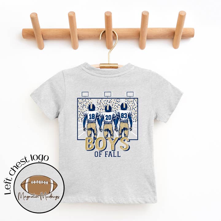 Boys of Fall | Blue + Gold | Football Kid’s Tee for wholesale by Magnolia Mudbugs