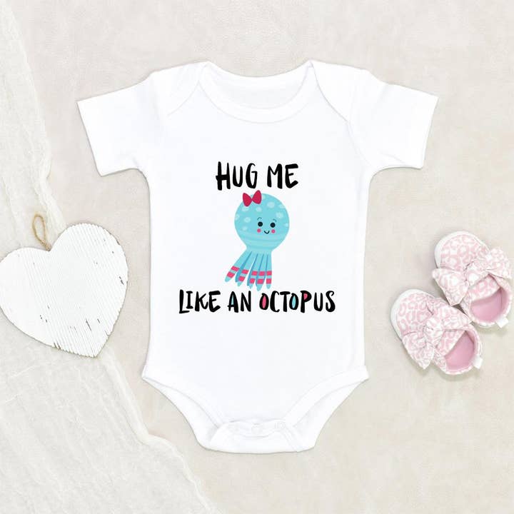 Funny Baby Onesie - Hug Me Like An Octopus Baby Onesie - Baby Onesie - Octopus Baby Shower Gift - Octopus Onesie for wholesale by NewBabyWishes