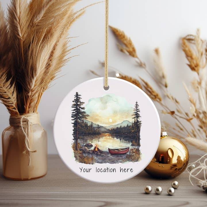 Camping and Lake Christmas Ornament Name Drop Gift for wholesale by Stad Woodlands