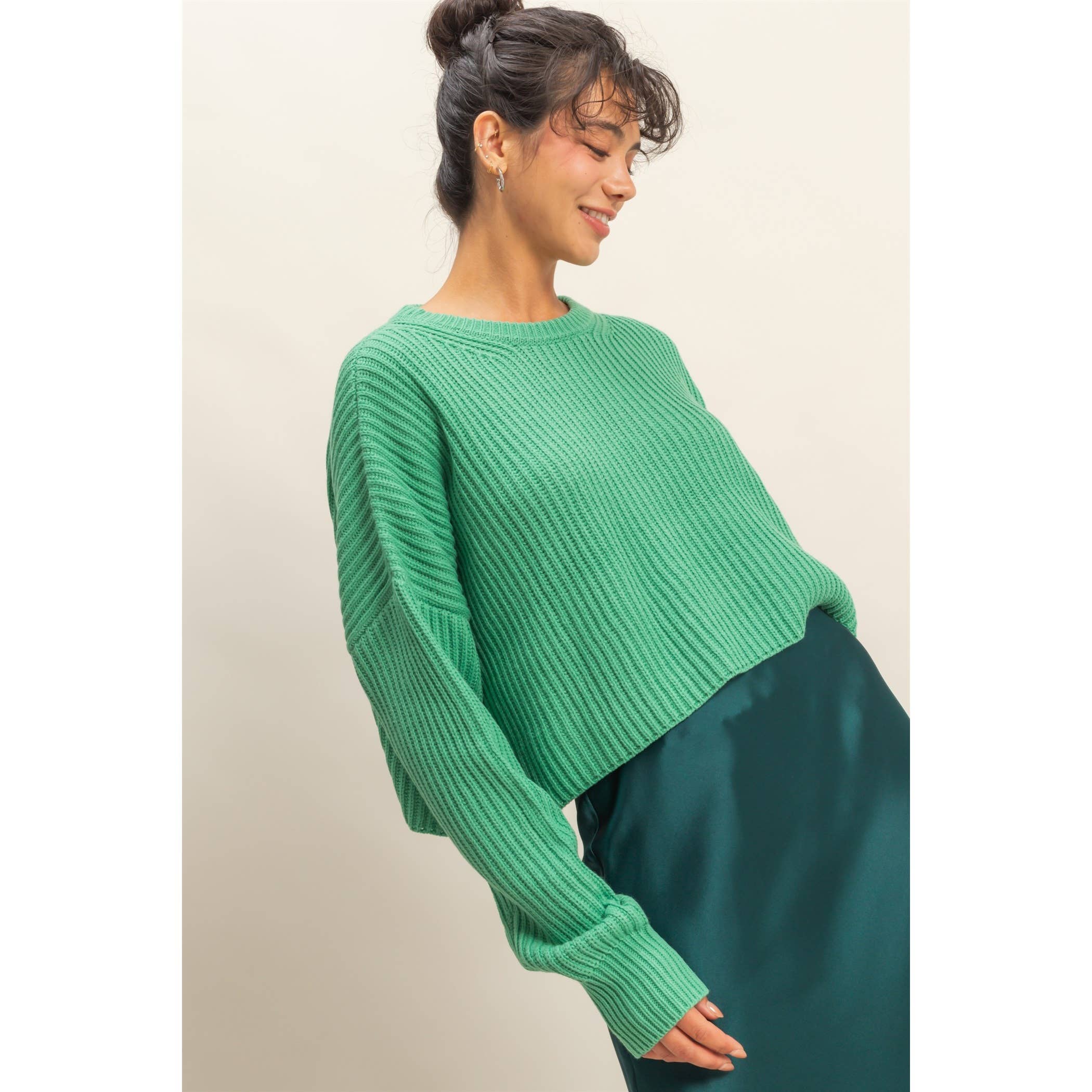 Double Zero - Wholesale Knit Sweater - Women's - Cropped Knit Sweater With Crew Neck18