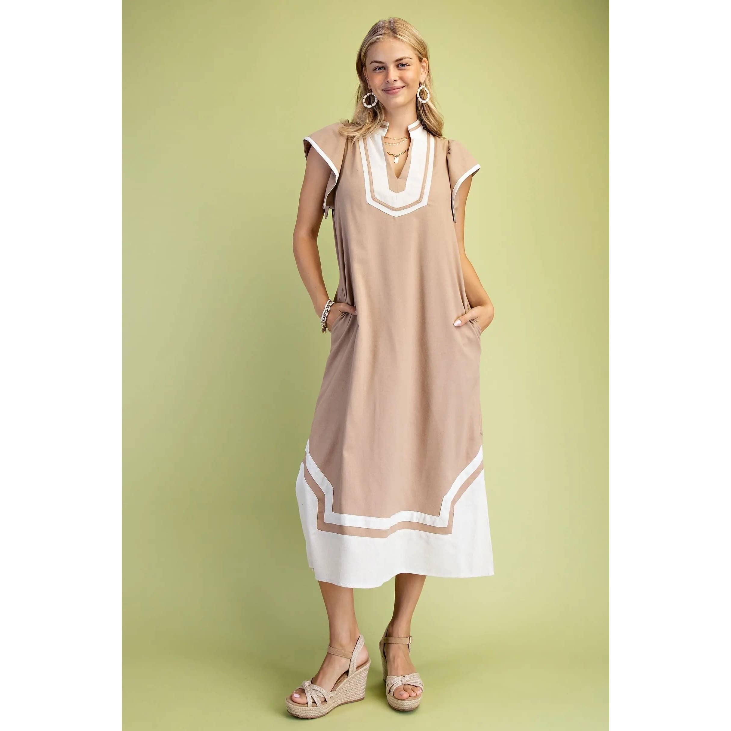 STYLE USA - Wholesale Dress - Women's - NEW V-Neck Midi Dress6