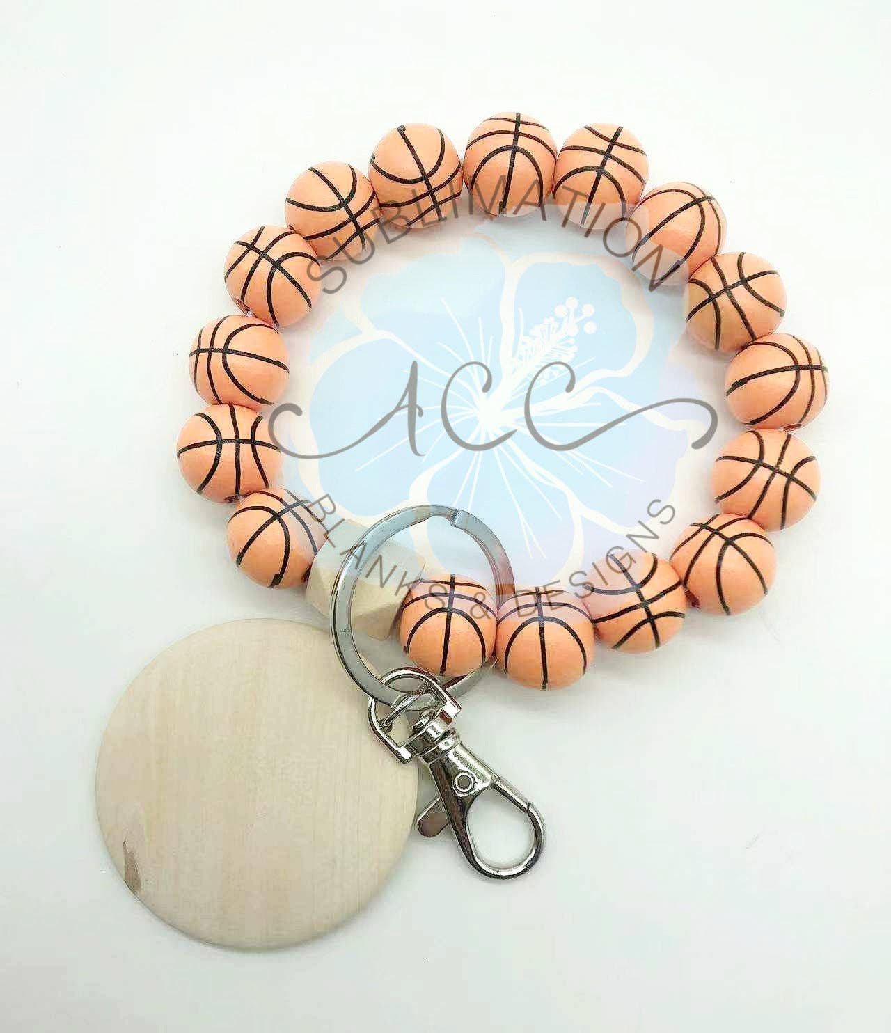 ACC Sublimation Blanks - Wholesale Keychain Bracelet - RTS SPORTS wood bead keychain bracelet, wristlet, laser engraving blank, wood bead wristlet, wood disc for engraving1