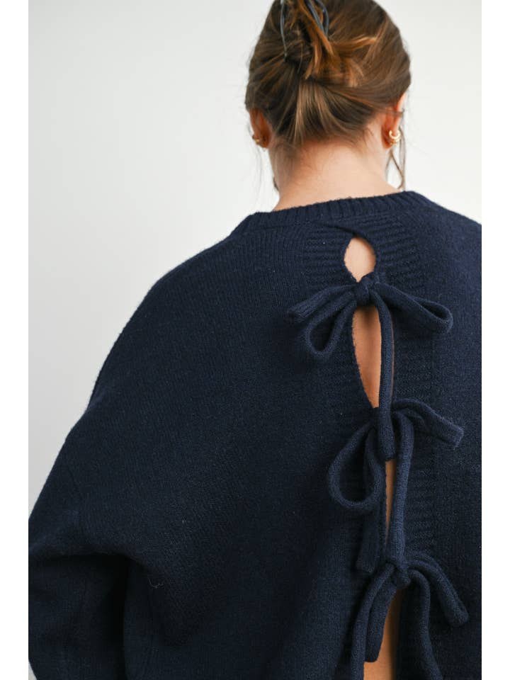Peace Love Line - Wholesale Knit Sweater - Women's - PL8848 - SOLID TIE BACK SWEATER TOP29