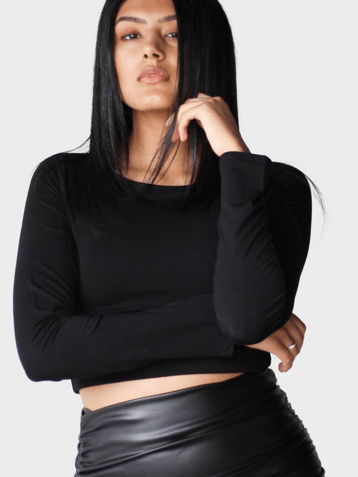 Long Sleeved Crop Top for wholesale by EMMYDEVEAUX USA