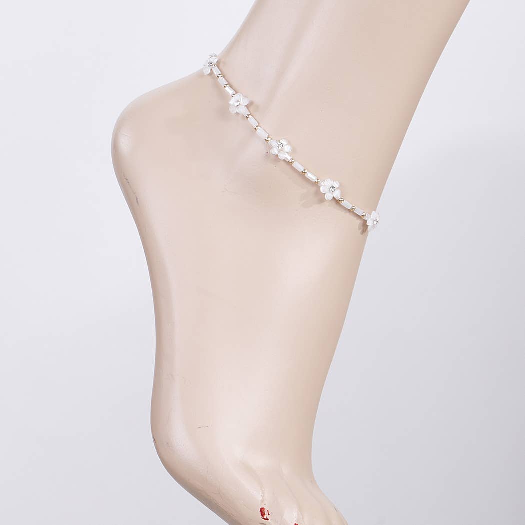 3AM BY H&D ACCESSORIES - Wholesale Anklet - Beaded Flower Anklet2