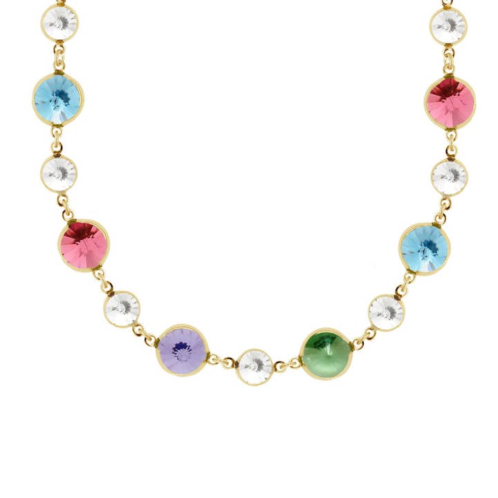 Kort halsband Basic cirkel 7 och 9 mm kristall i silver rodiumplätering för wholesale av Victoria Cruz