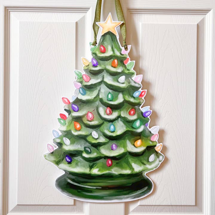 Home Malone - Wholesale Door Hanger - Vintage Christmas Tree Door Hanger - Holiday Lights Decor3
