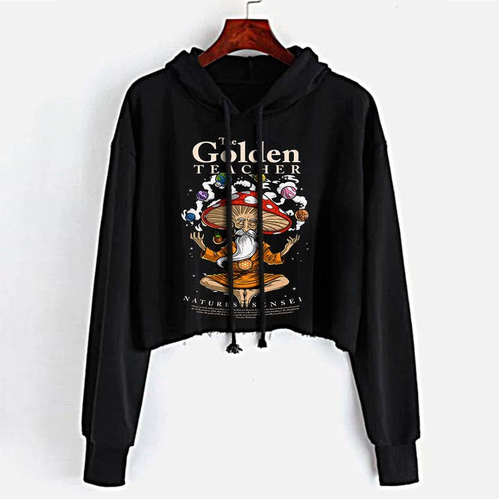 The Golden Teacher Crop Top Hoodie for wholesale by StonerDays Apparel