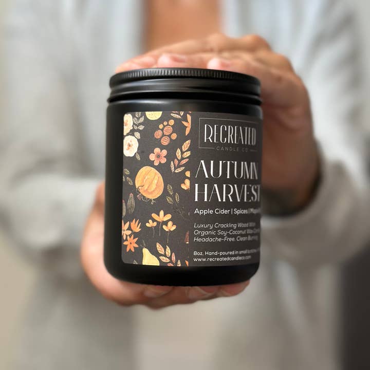 Recreated Candle Co. - Wholesale Jar/Filled Candle - Autumn Harvest Candle – Apple Cider & Maple Spice, 8oz5