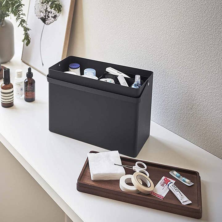 Yamazaki Home - Wholesale Desk Organizer - Tower Odds-and-Ends Organizer - Steel + Wood8